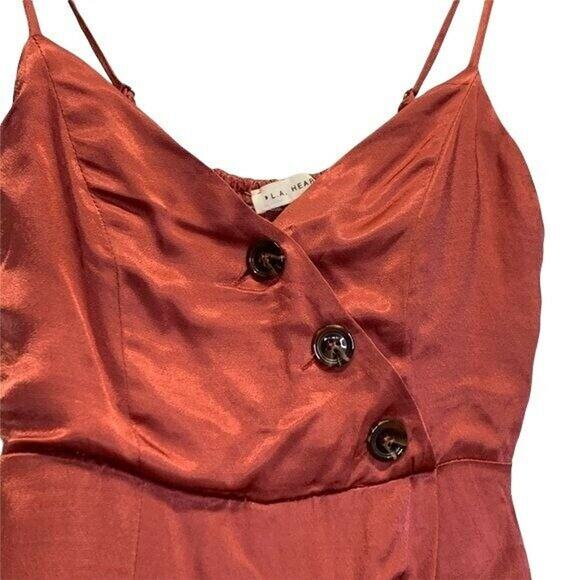 Pacsun LA Hearts copper satin asymmetrical button wrap romper coral jumpsuit XS - Picture 12 of 13